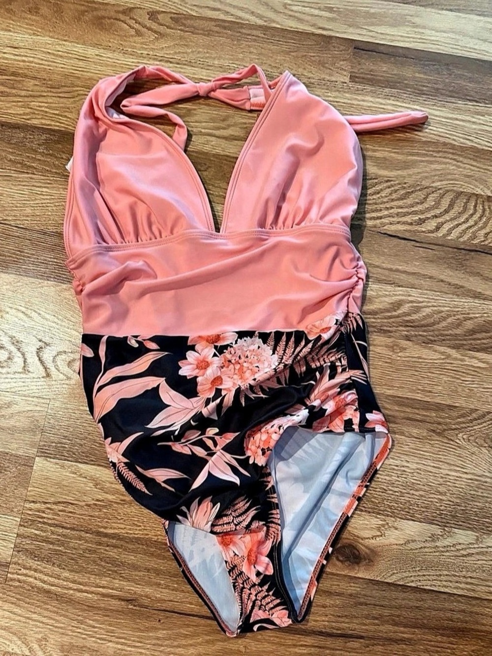 Cupshe Floral Pink & Black One-Piece Size Medium